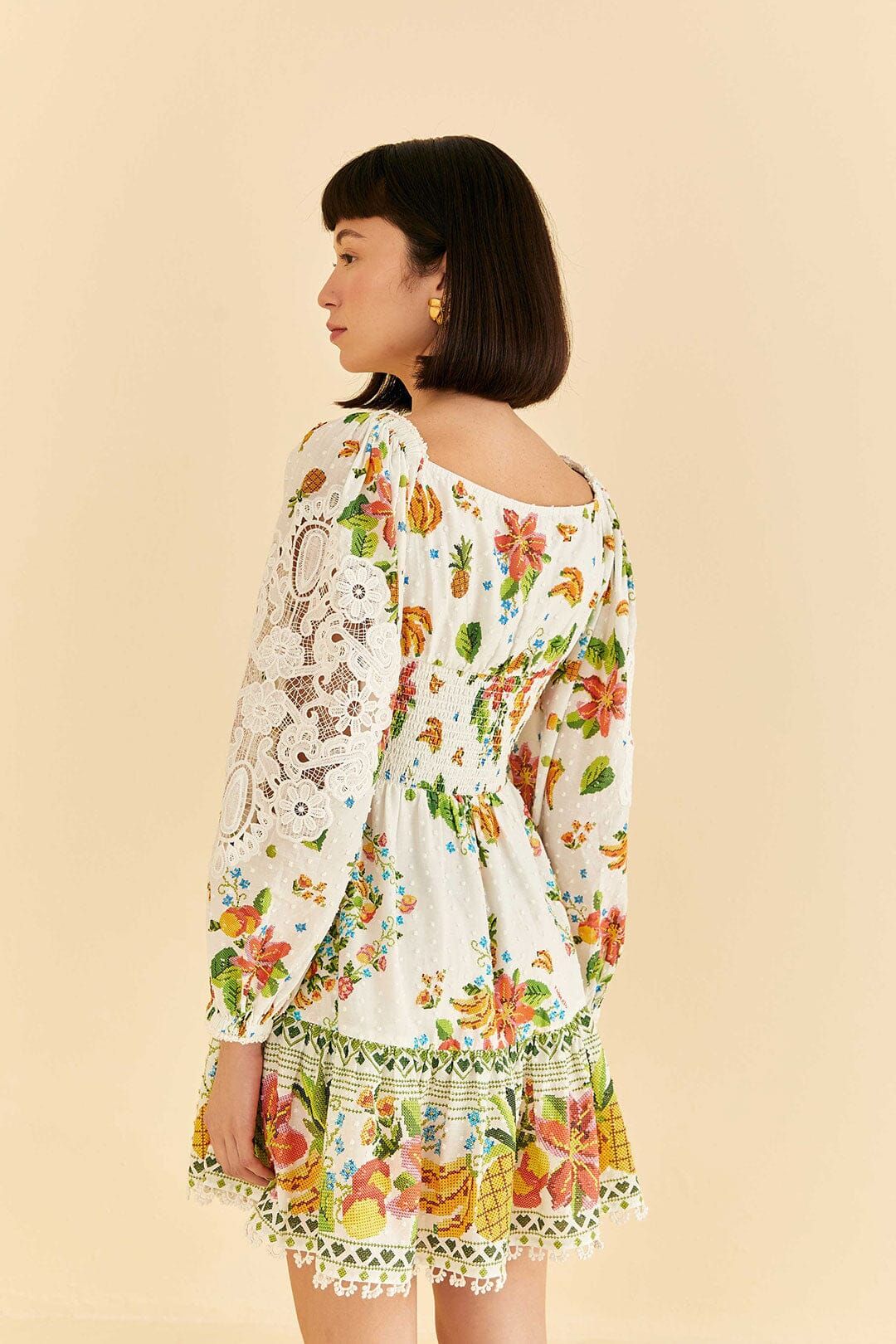 Off-White Tropical Romance Scarf Mini Dress sold by FARM Rio product image thumbnail 4