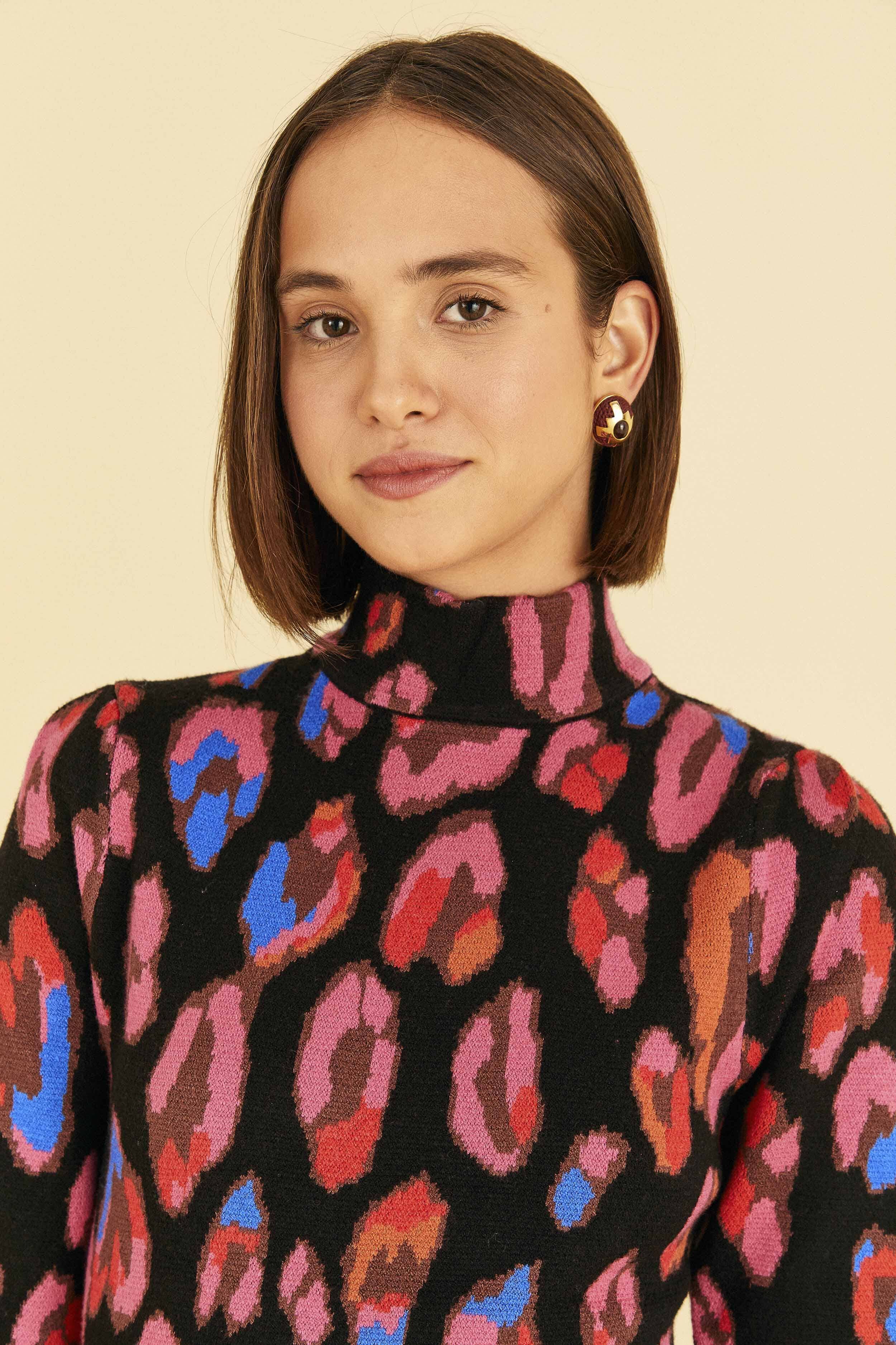 Iridescent Leopards Cut Out Knit Mini Dress sold by FARM Rio product image thumbnail 3