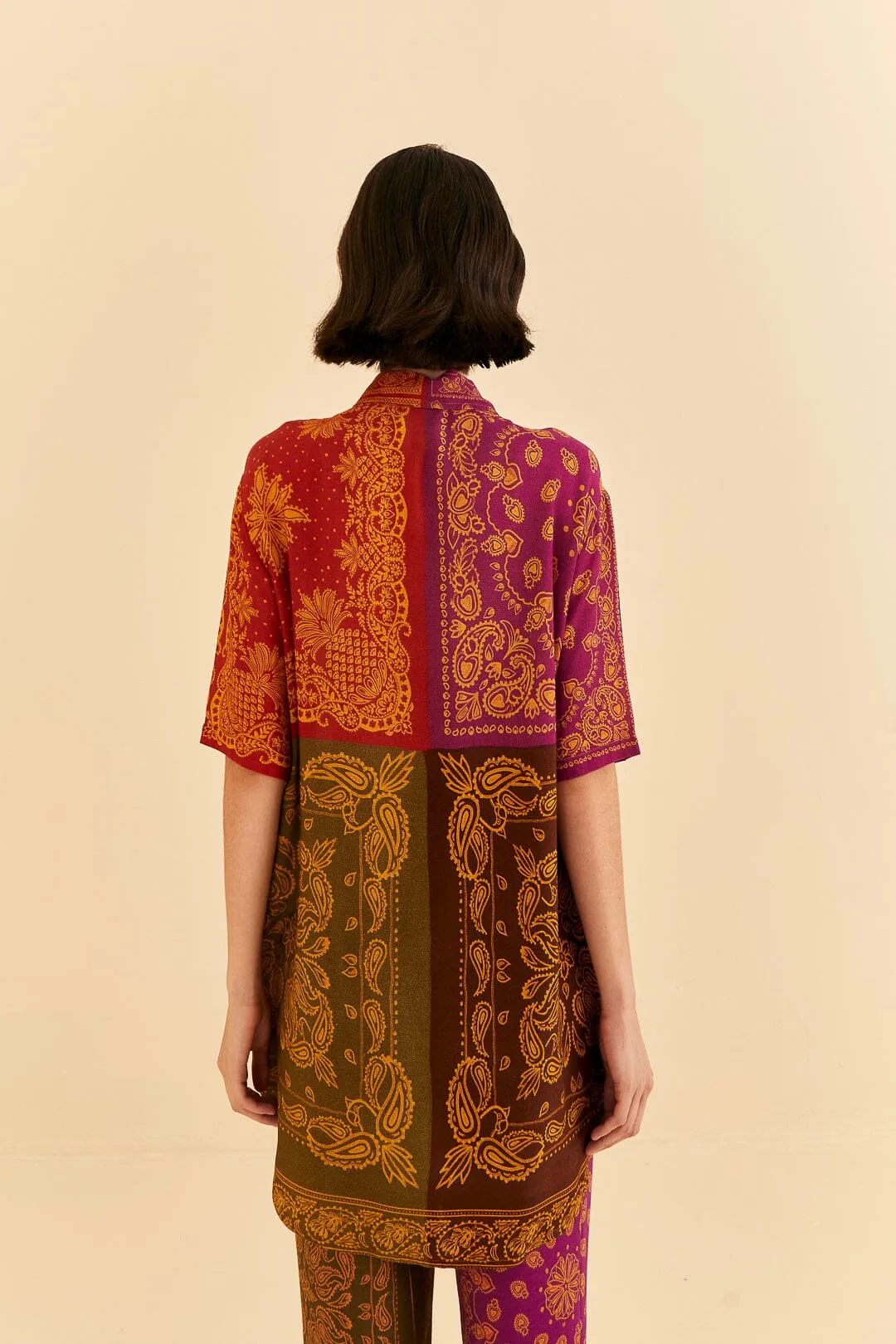 Multicolor Bandana Dream Short Sleeve Shirt sold by FARM Rio product image thumbnail 4