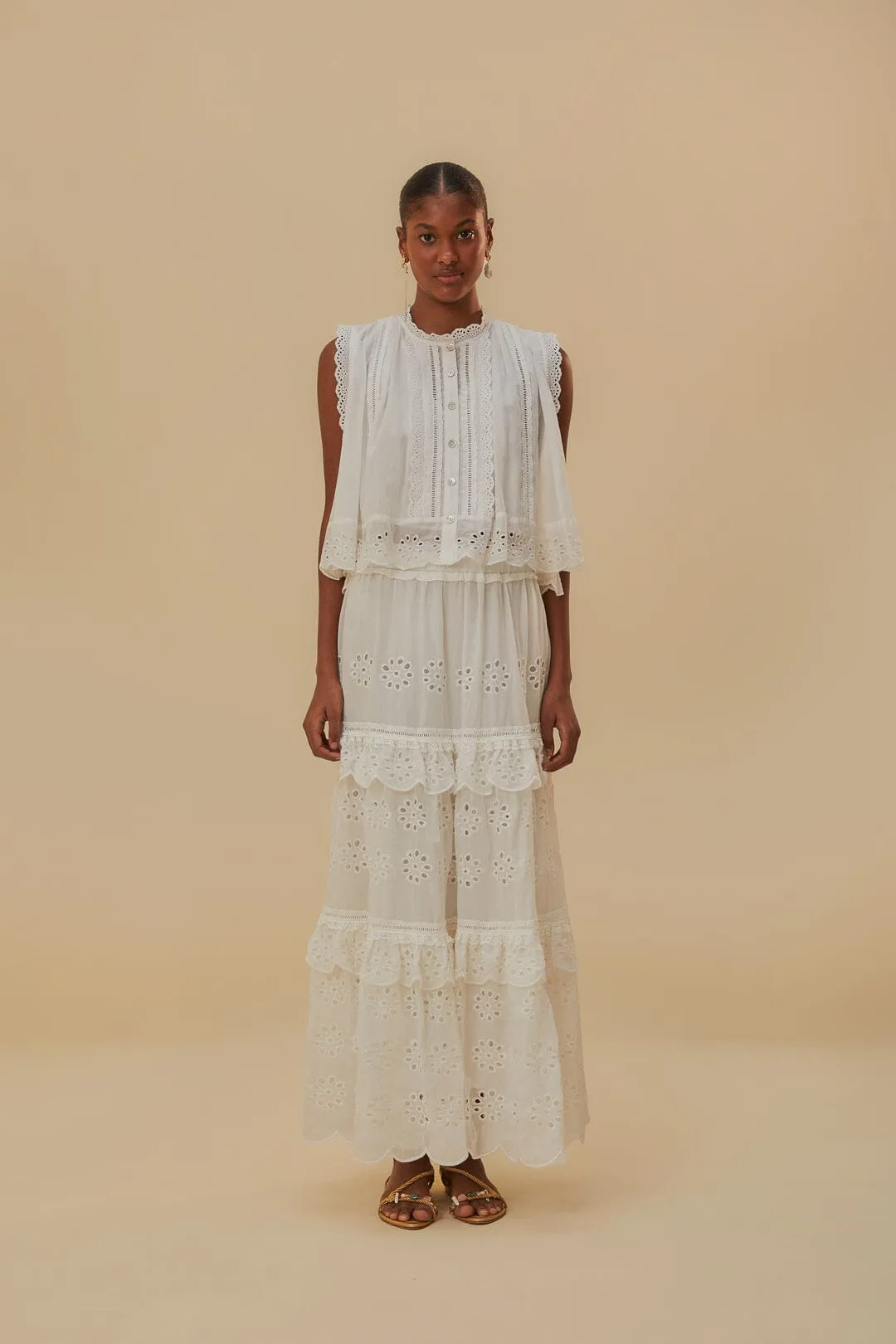 Off-White Sleeveless Organic Cotton Blouse sold by FARM Rio product image thumbnail 2