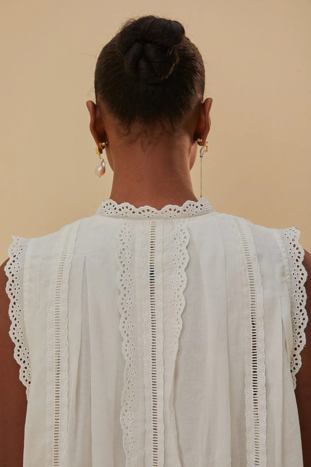 Off-White Sleeveless Organic Cotton Blouse sold by FARM Rio product image thumbnail 5