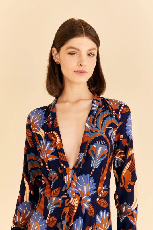 Blue Nature Beauty Long Sleeve Maxi Dress | Parallel