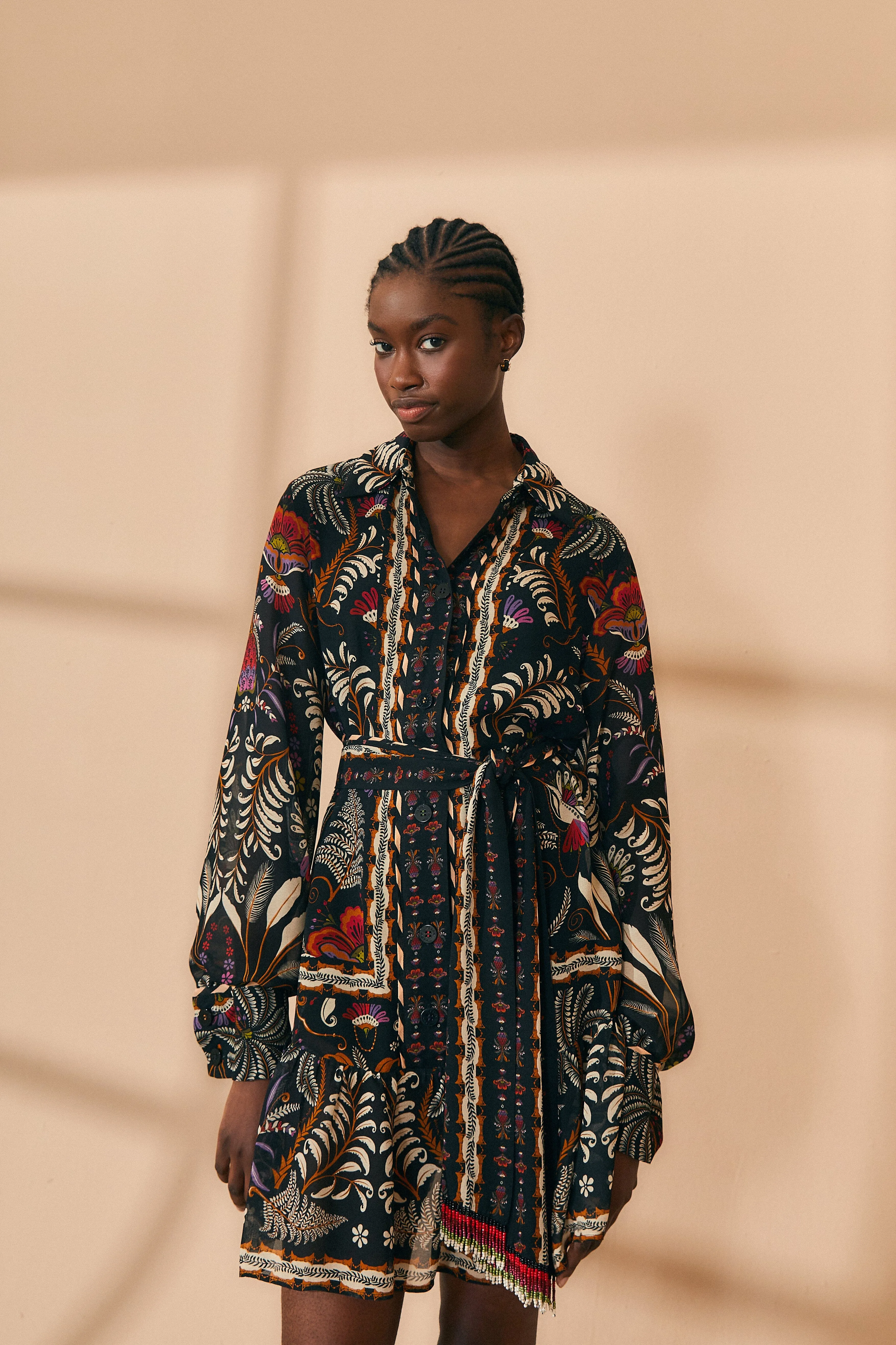 Black Classic Garden Long Sleeve Mini Dress sold by FARM Rio product image thumbnail 2