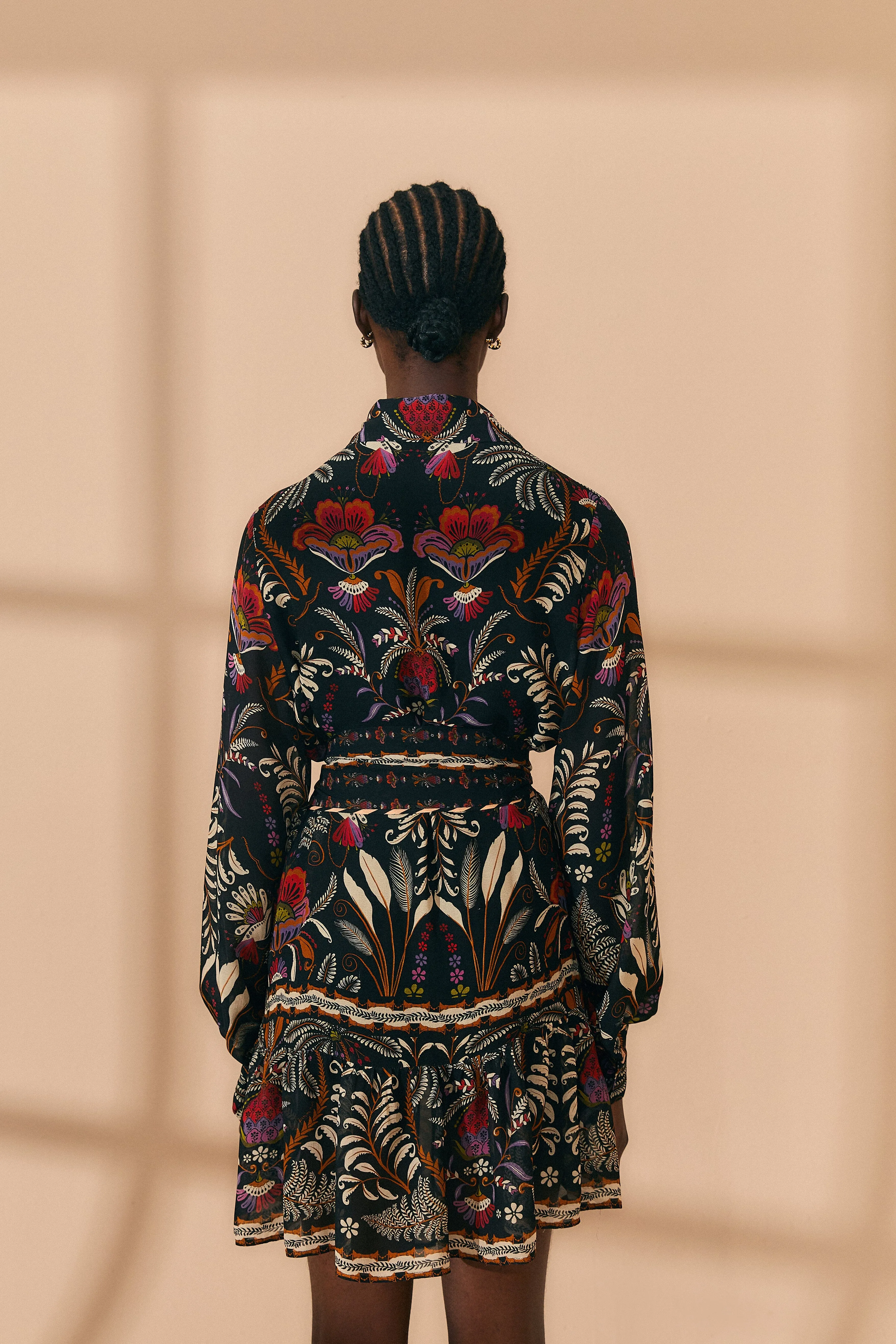 Black Classic Garden Long Sleeve Mini Dress sold by FARM Rio product image thumbnail 3