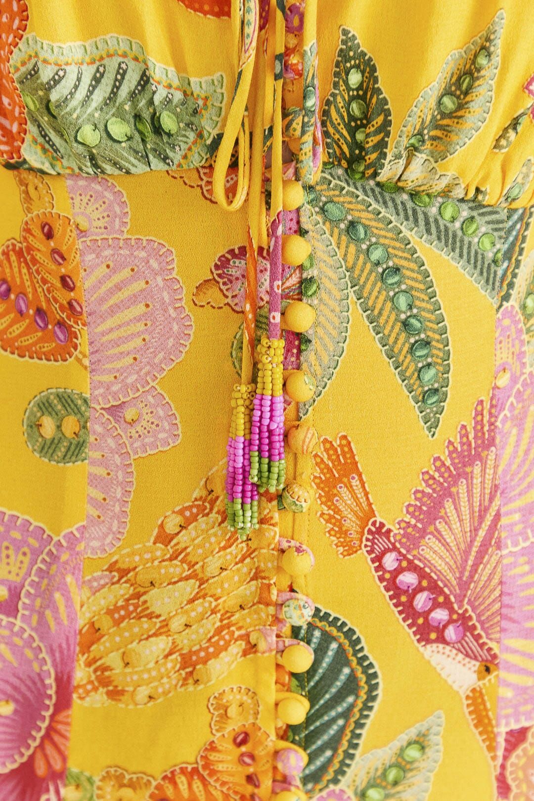 Yellow Macaw Bloom Puff-Sleeve Midi Dress sold by FARM Rio product image thumbnail 5