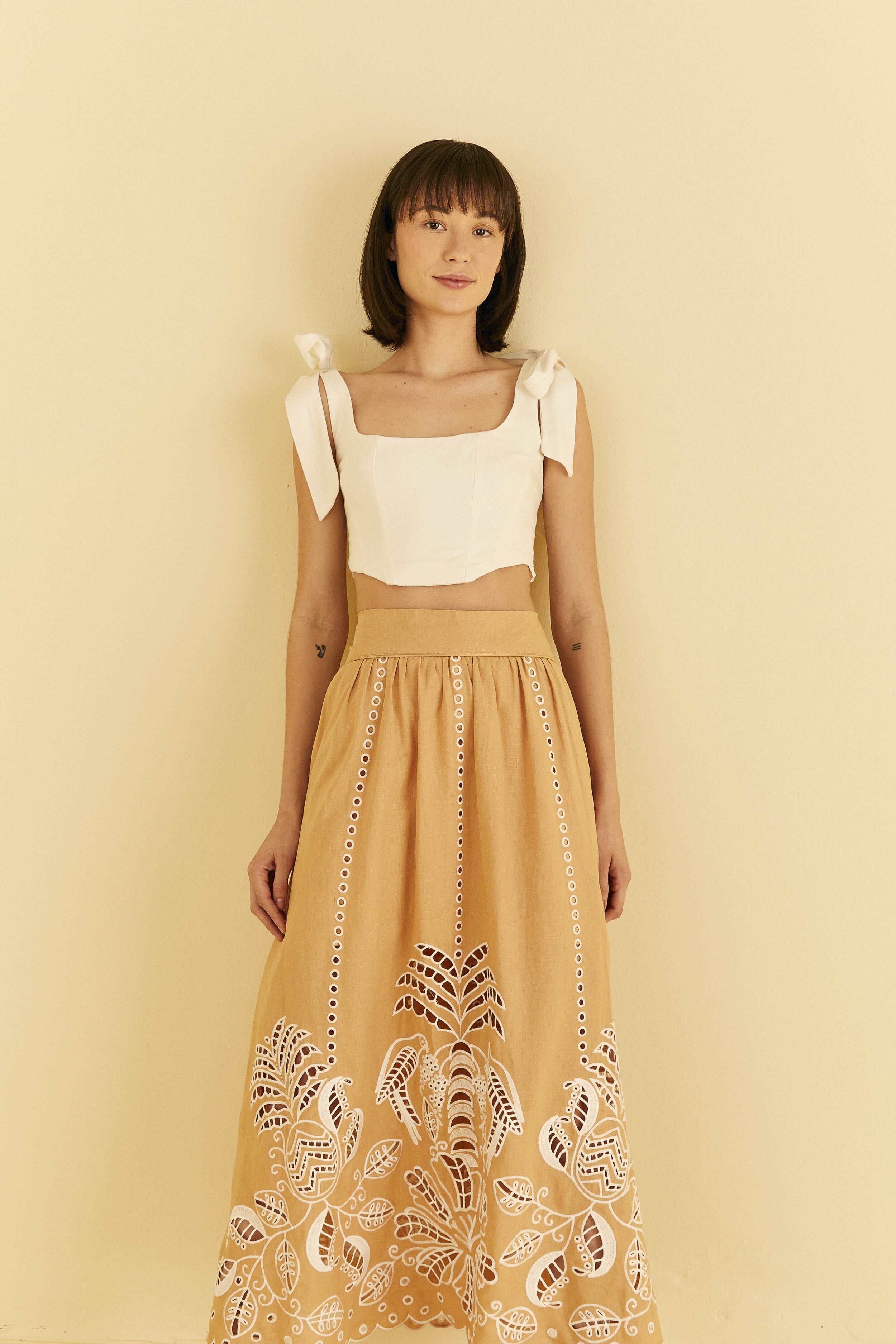 Sand Richelieu Midi Skirt sold by FARM Rio product image thumbnail 2