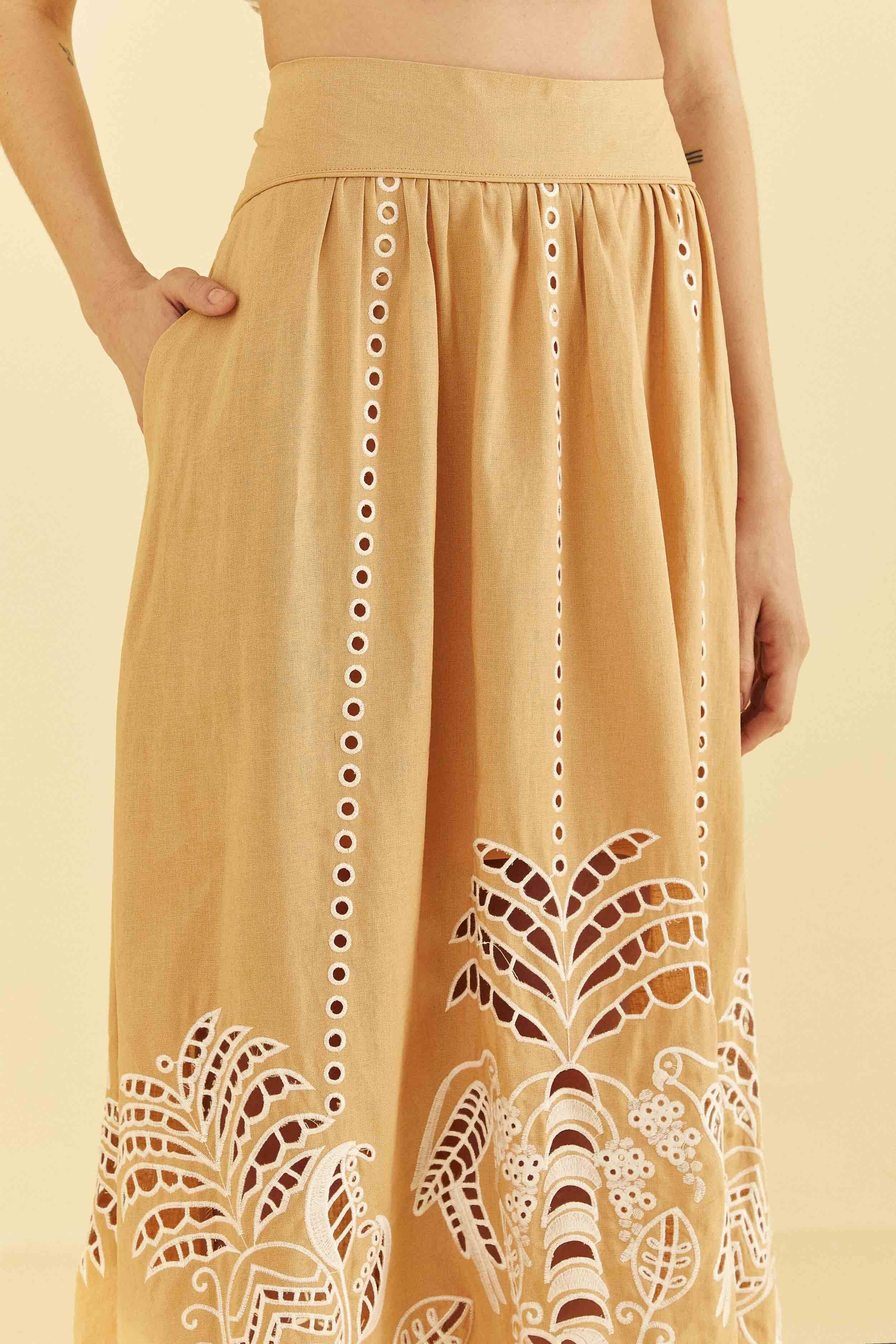 Sand Richelieu Midi Skirt sold by FARM Rio product image thumbnail 3