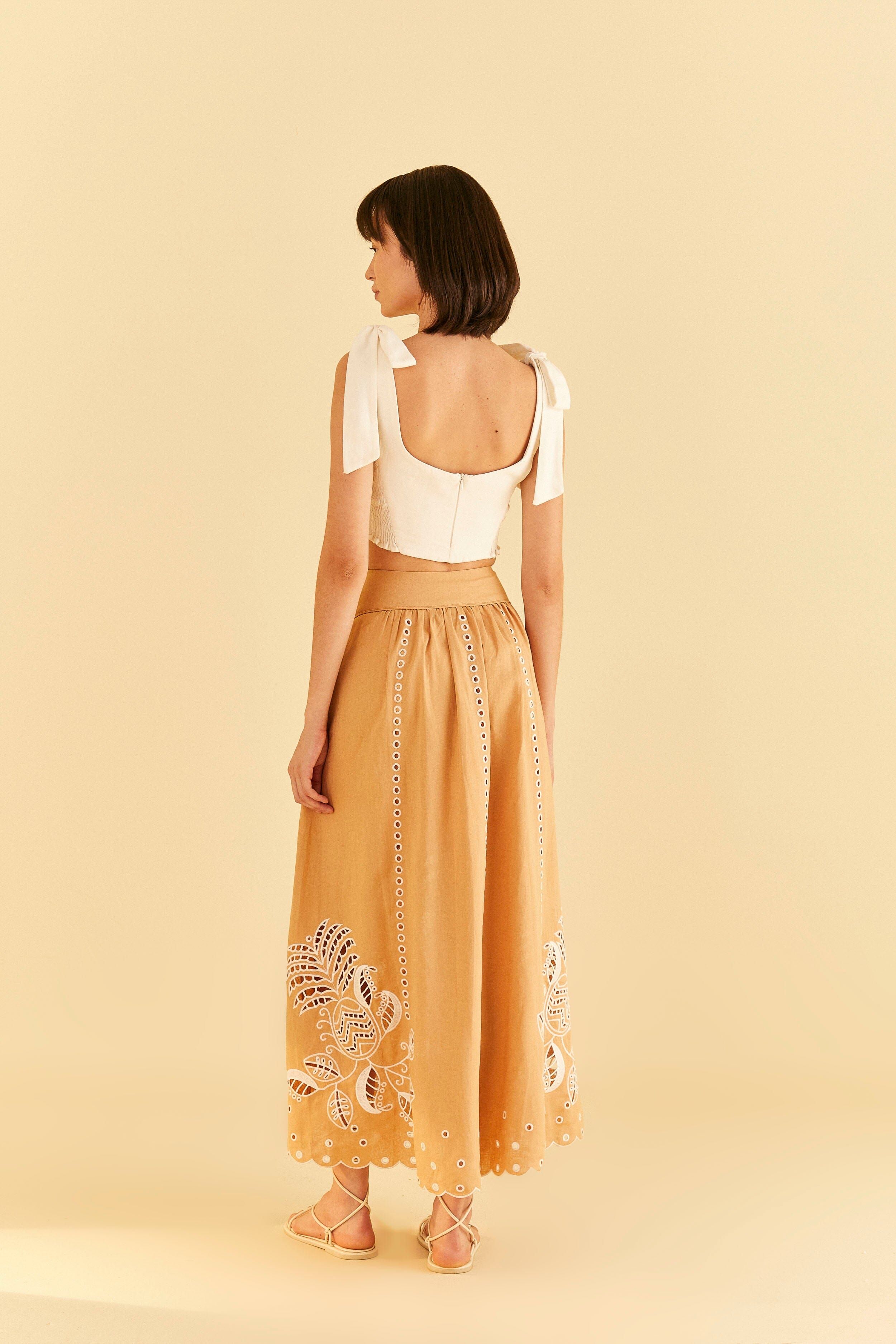Sand Richelieu Midi Skirt sold by FARM Rio product image thumbnail 4