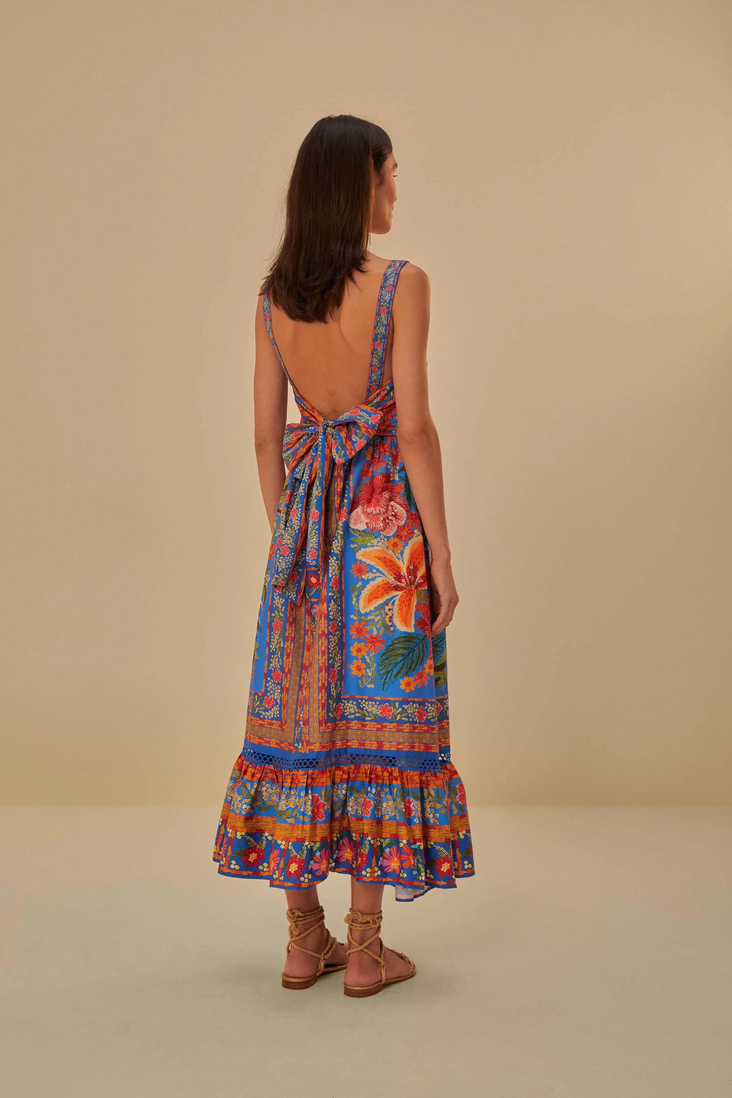 Blue Stitched Garden Maxi Dress sold by FARM Rio product image thumbnail 4