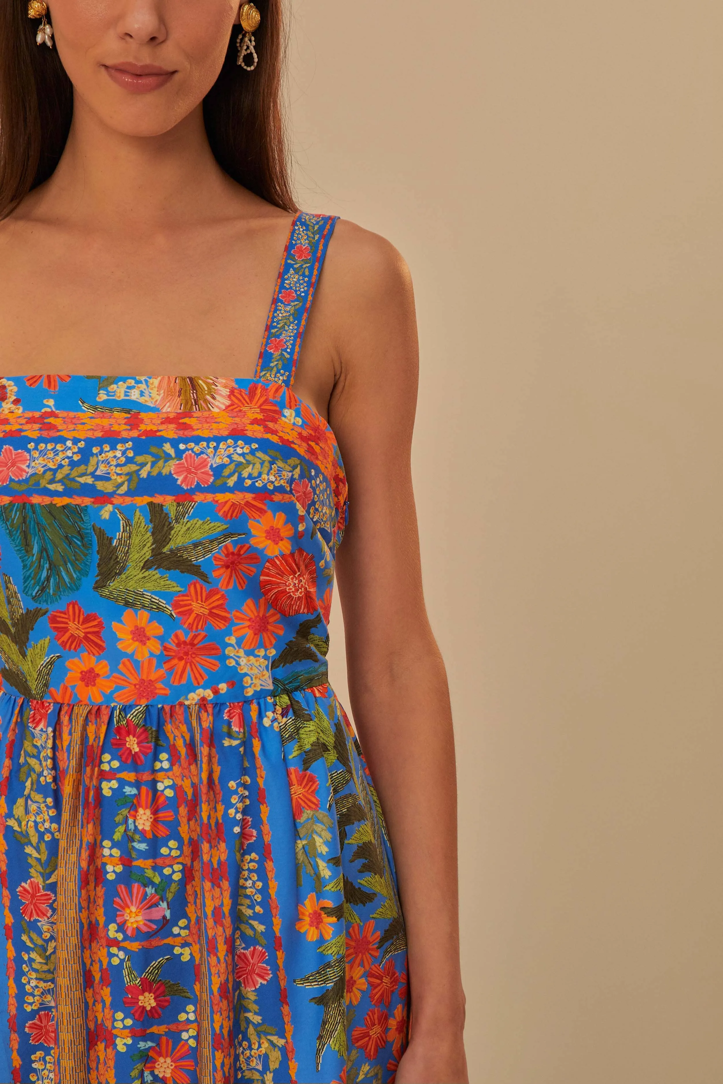 Blue Stitched Garden Maxi Dress sold by FARM Rio product image thumbnail 3