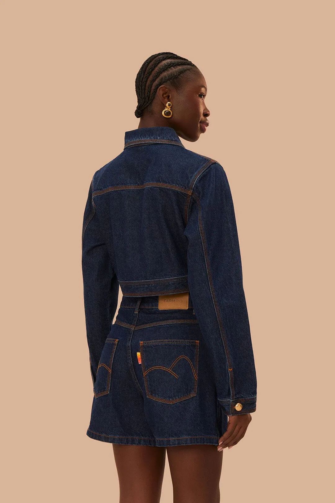 Dark Denim High Waist Skirt sold by FARM Rio product image thumbnail 3