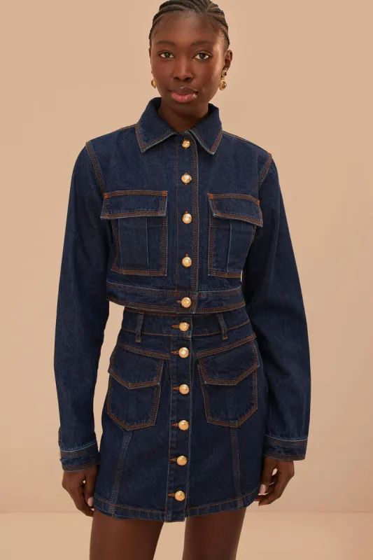 Dark Denim High Waist Skirt sold by FARM Rio