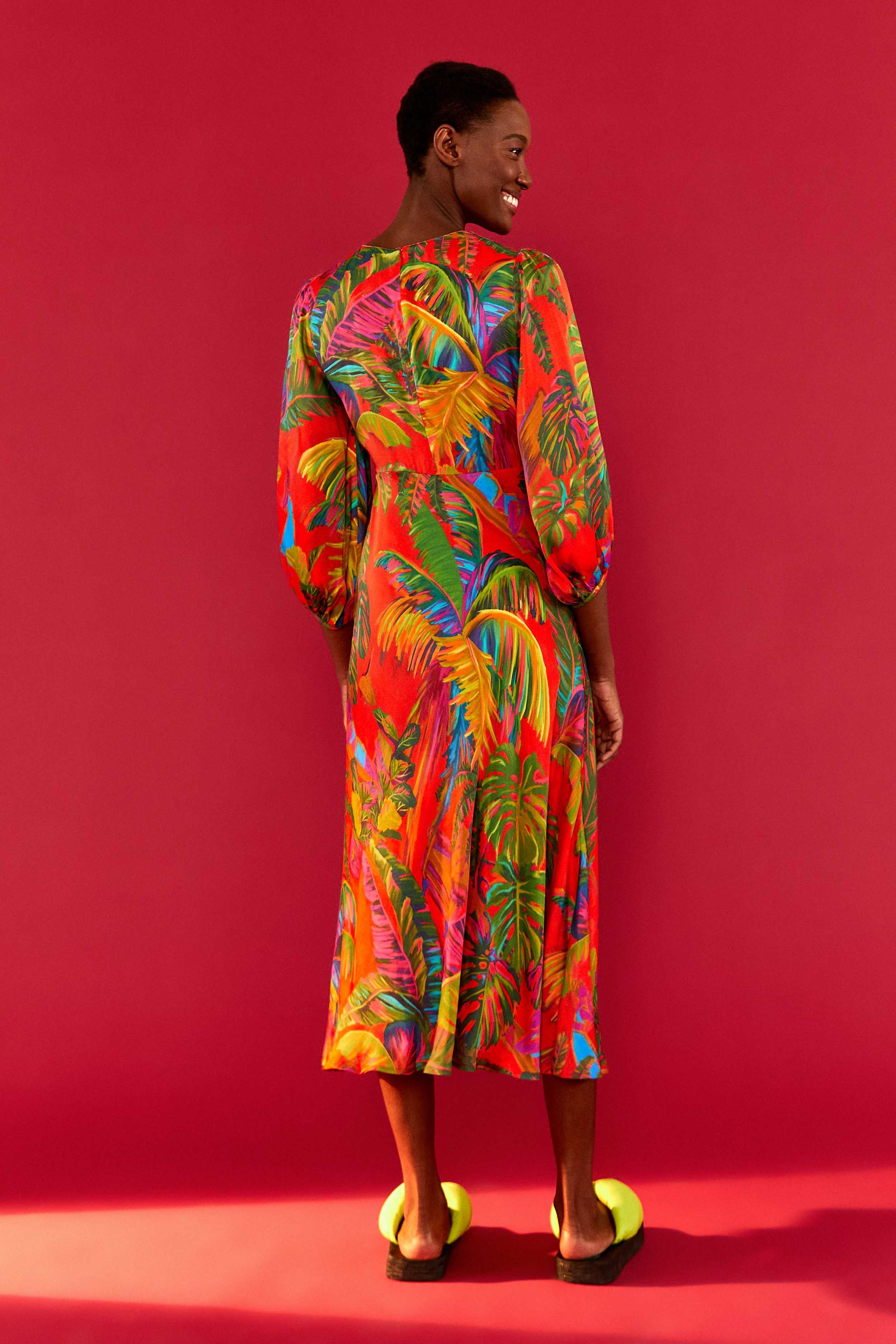 Red Urban Jungle Front Circle Cut Out Midi Dress sold by FARM Rio product image thumbnail 2