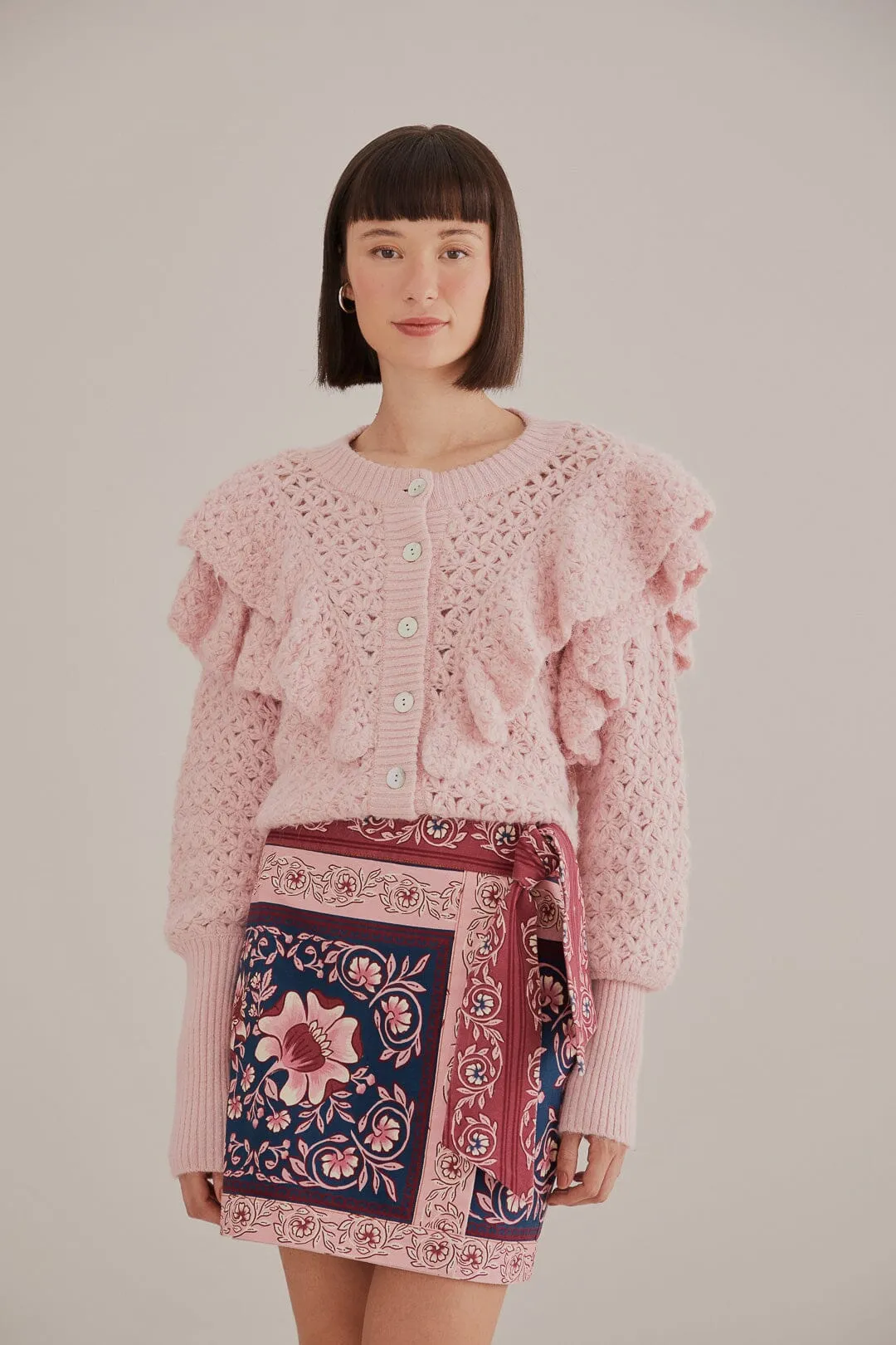 Pink Flower Texture Knit Cardigan sold by FARM Rio product image thumbnail 2