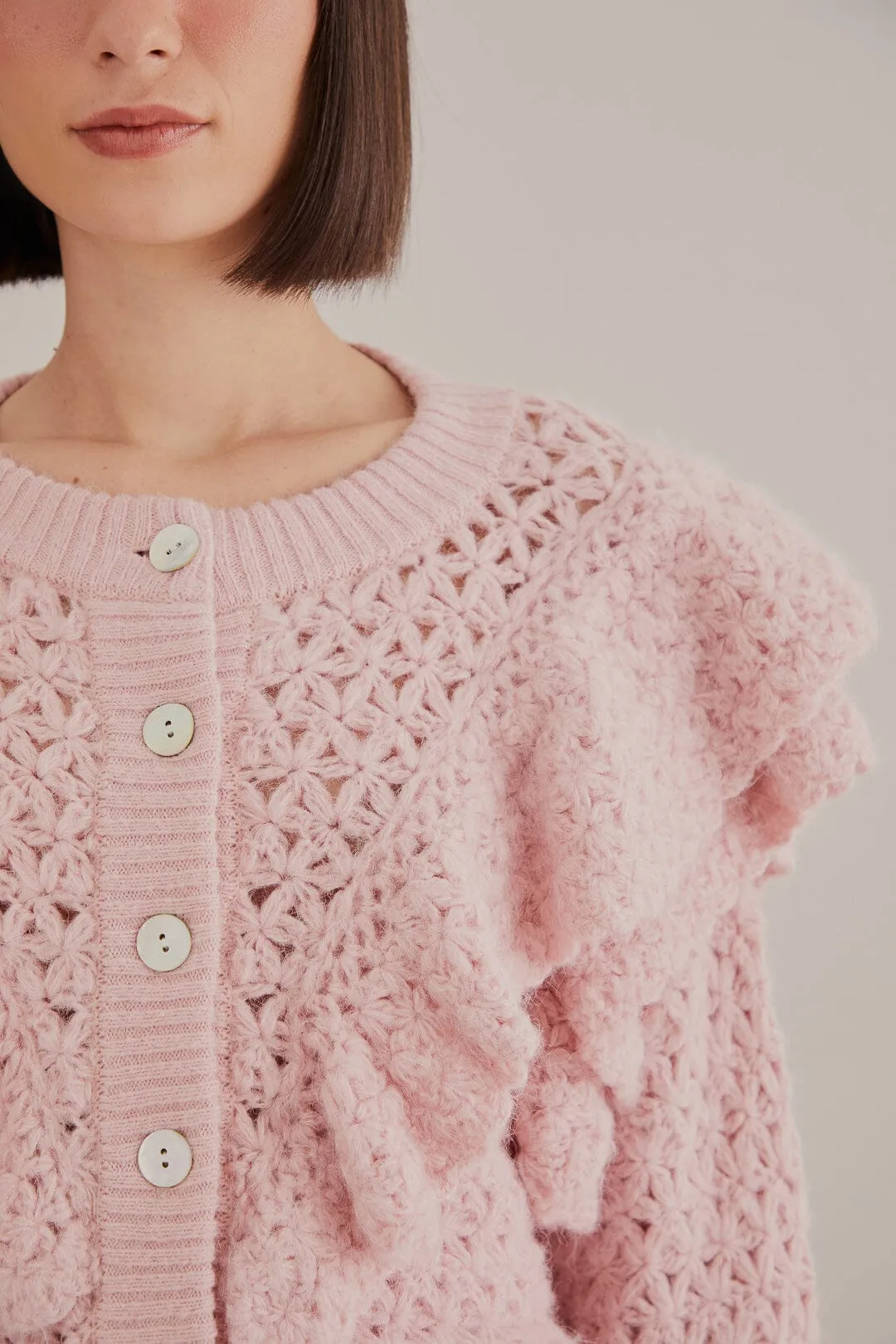 Pink Flower Texture Knit Cardigan sold by FARM Rio product image thumbnail 3