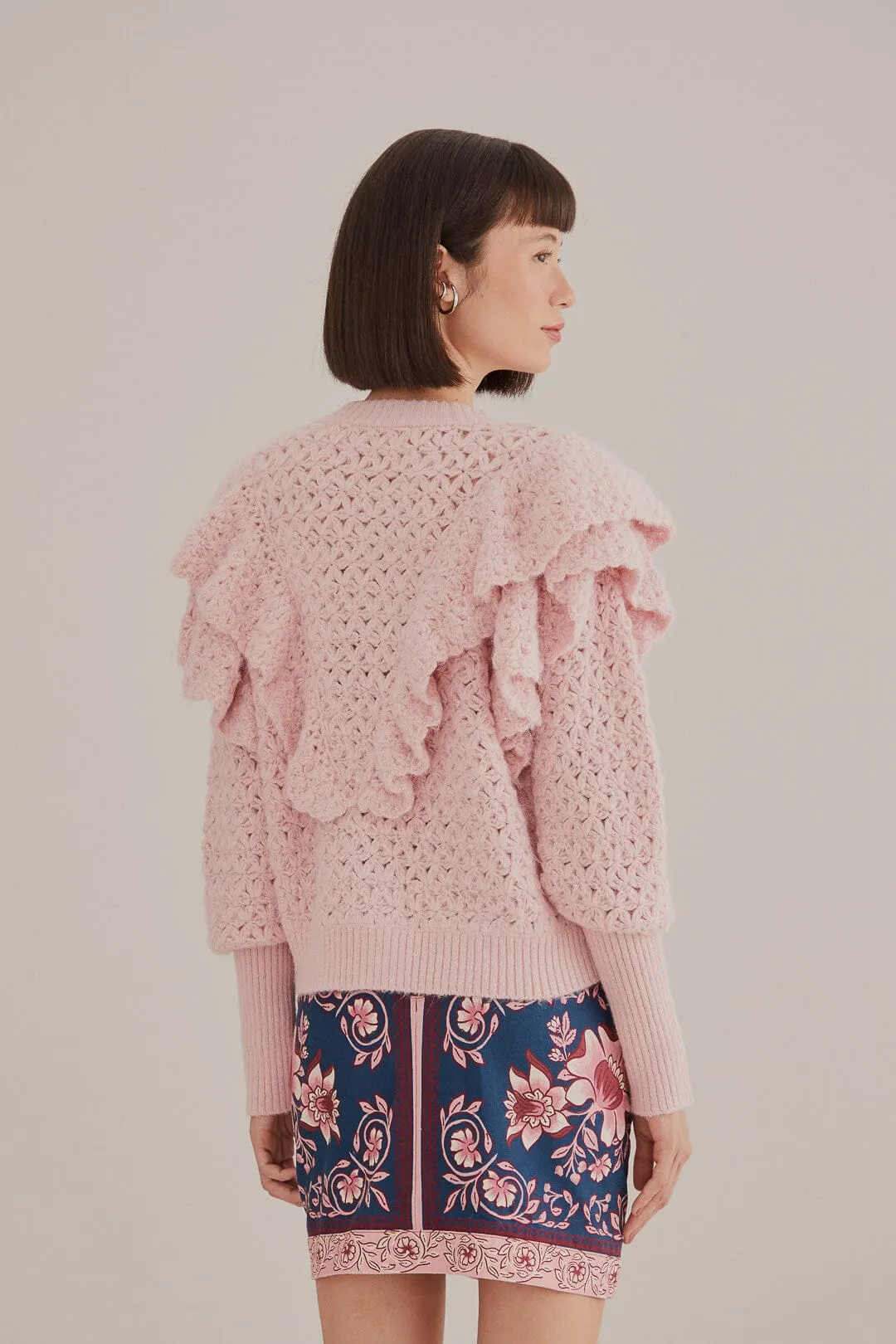 Pink Flower Texture Knit Cardigan sold by FARM Rio product image thumbnail 4