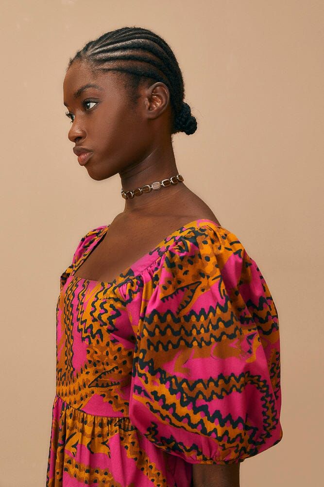 Pink Croco Short Sleeve Mini Dress sold by FARM Rio product image thumbnail 3