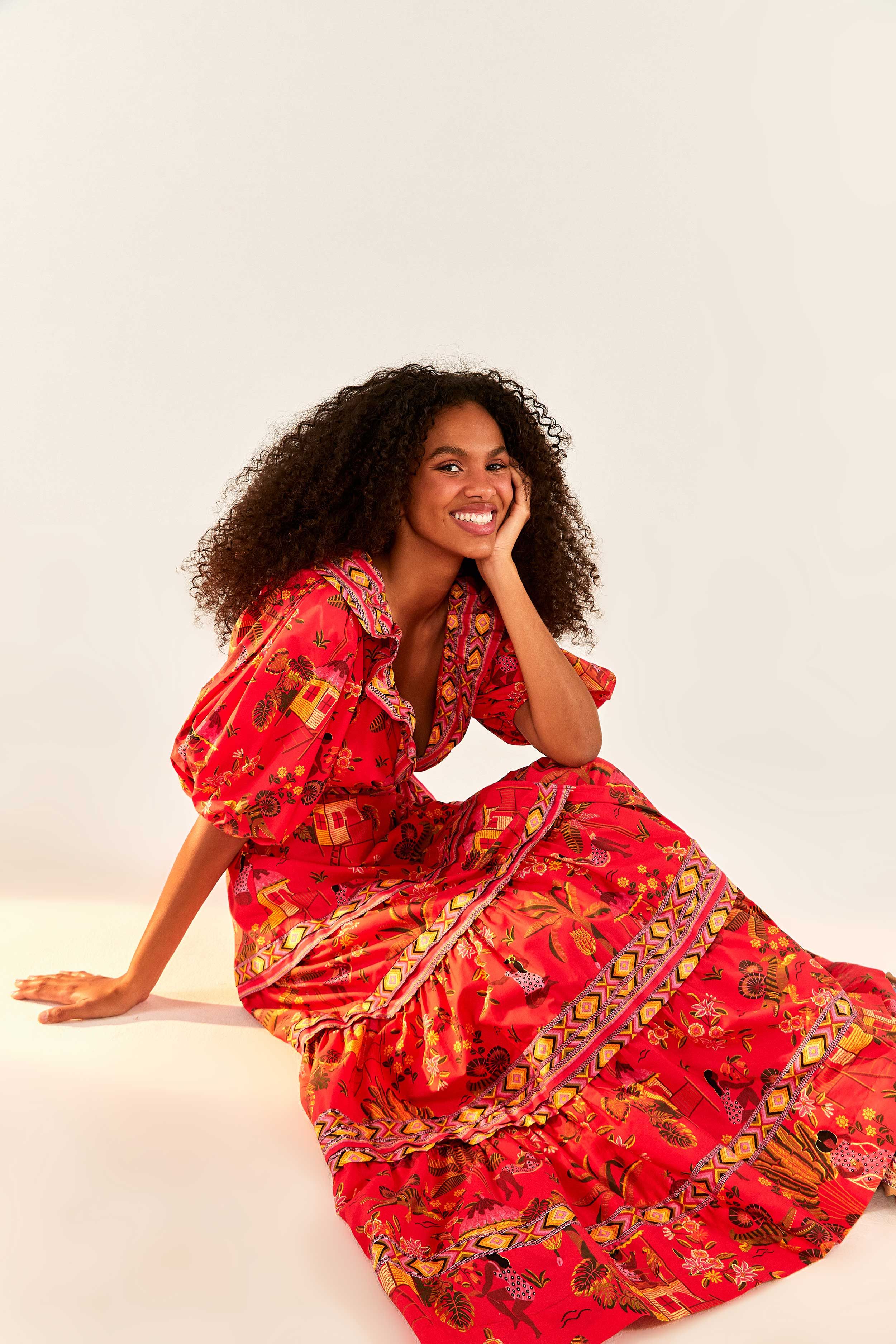 Red Secret Garden Organic Cotton Midi Dress sold by FARM Rio