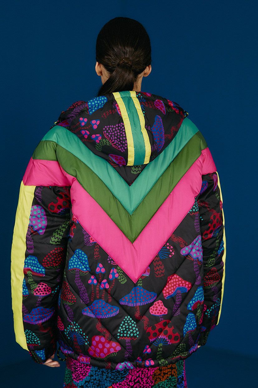 Neon Mushrooms Recycled Polyester Reversible Puffer Jacket sold by FARM Rio product image thumbnail 4