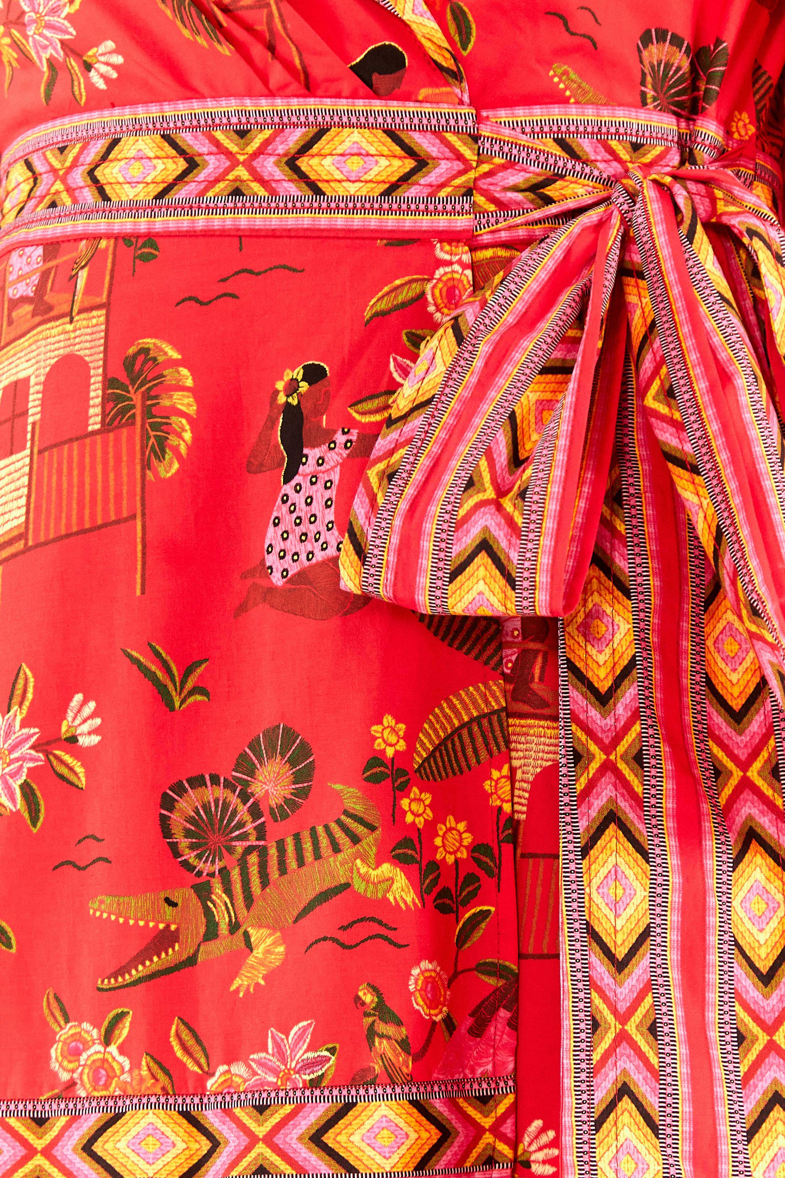 Red Secret Garden Organic Cotton Midi Dress sold by FARM Rio product image thumbnail 6