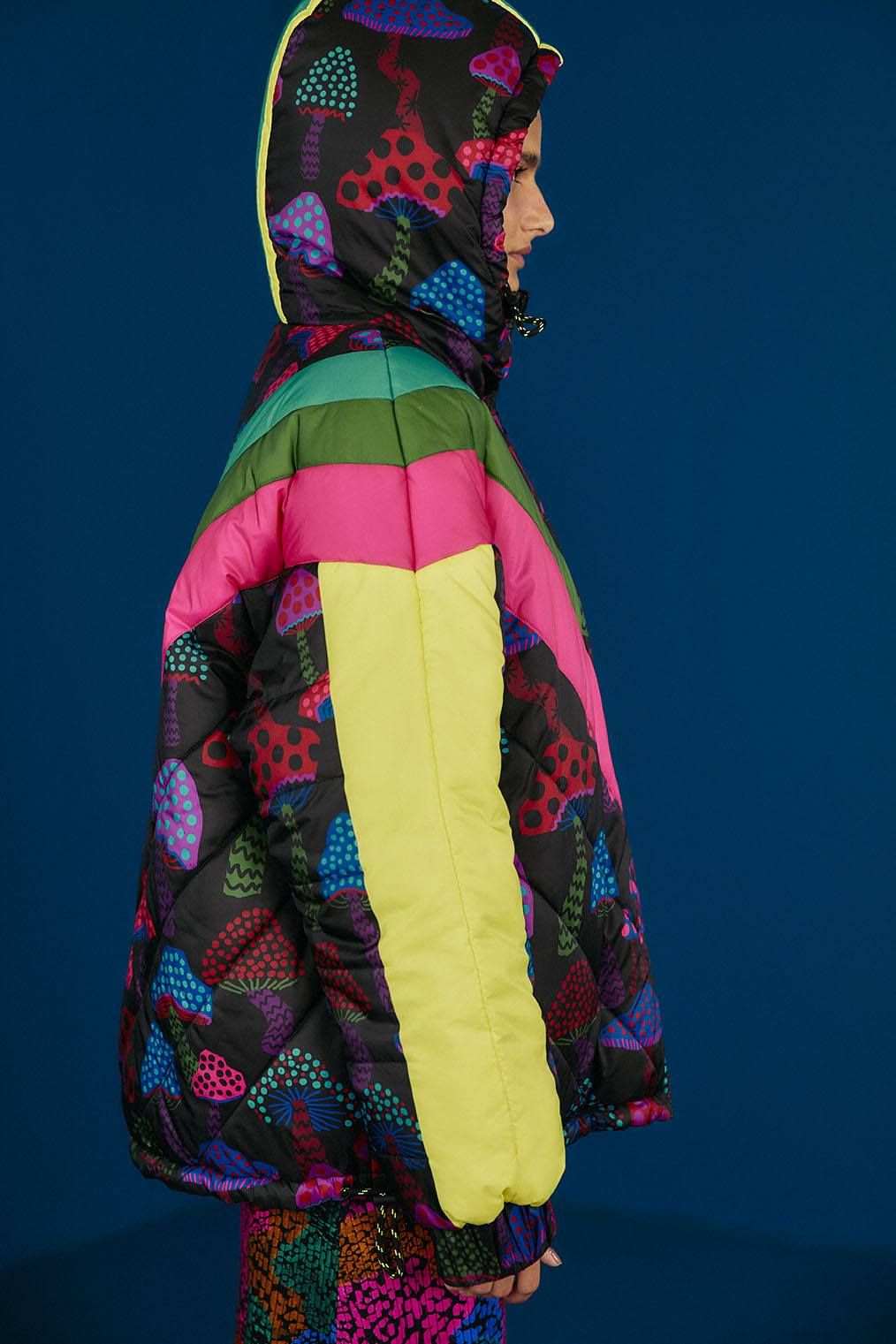 Neon Mushrooms Recycled Polyester Reversible Puffer Jacket sold by FARM Rio product image thumbnail 5