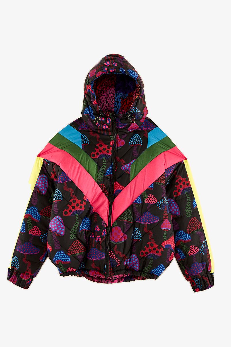Neon Mushrooms Recycled Polyester Reversible Puffer Jacket sold by FARM Rio product image thumbnail 7