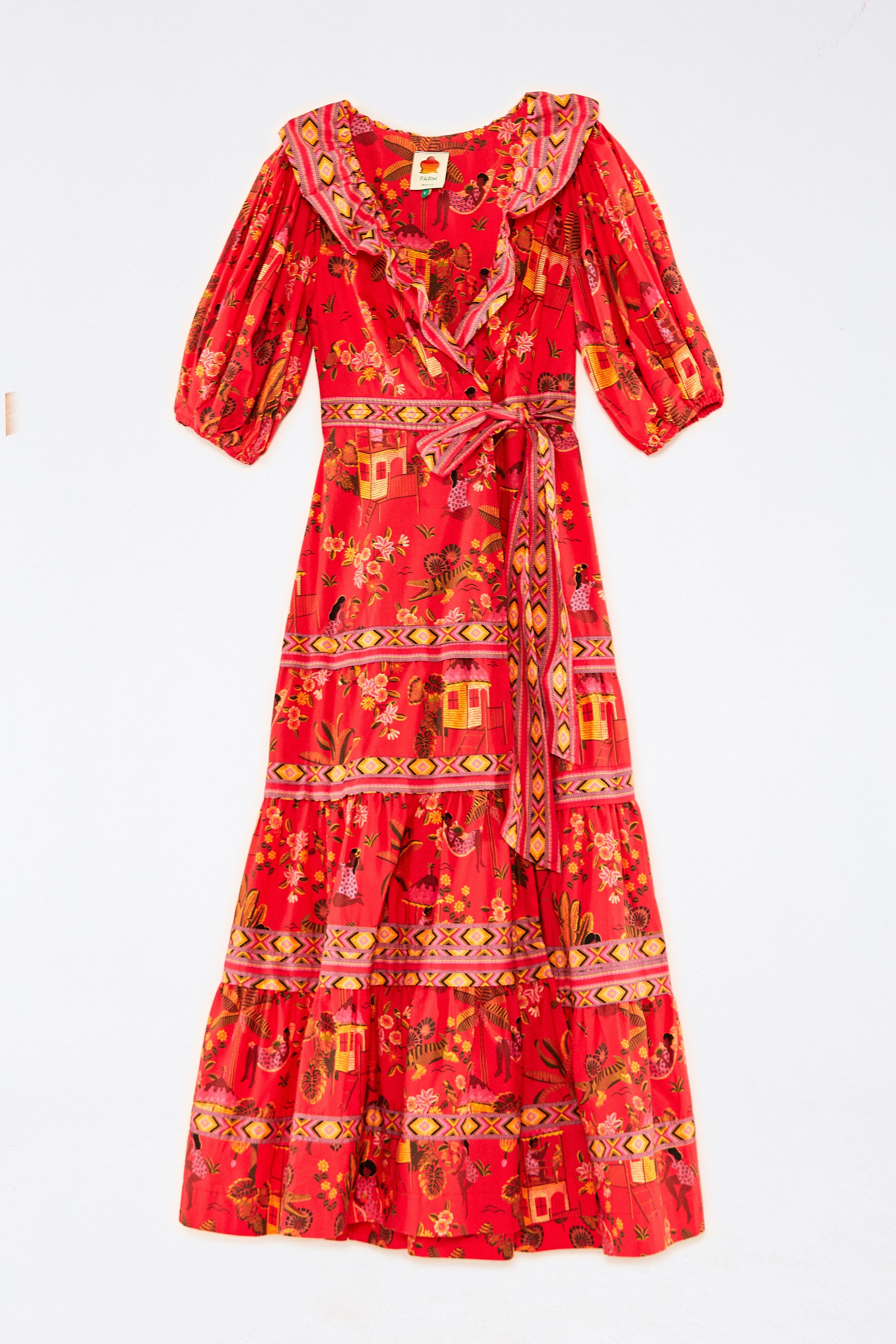Red Secret Garden Organic Cotton Midi Dress sold by FARM Rio product image thumbnail 5