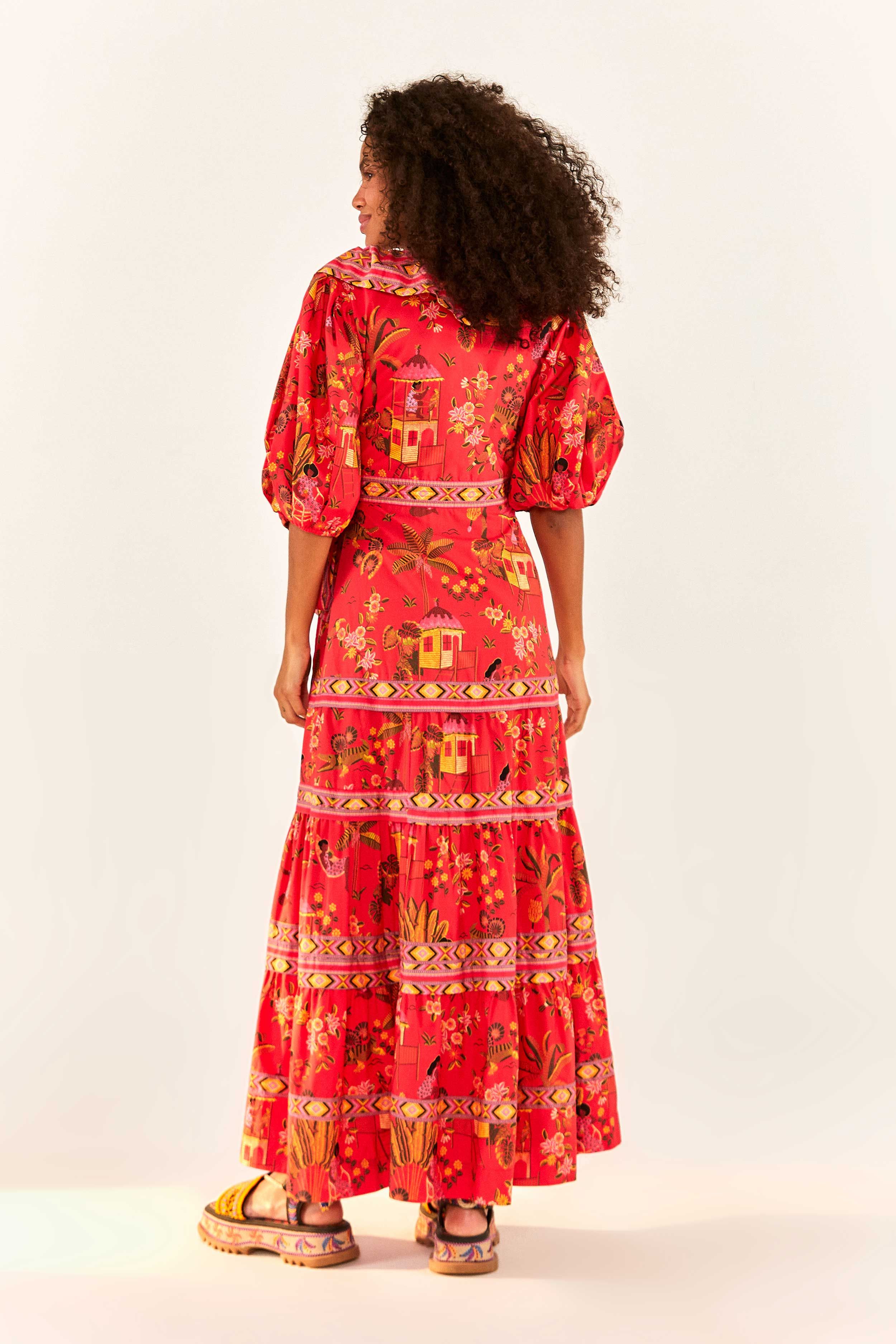 Red Secret Garden Organic Cotton Midi Dress sold by FARM Rio product image thumbnail 2