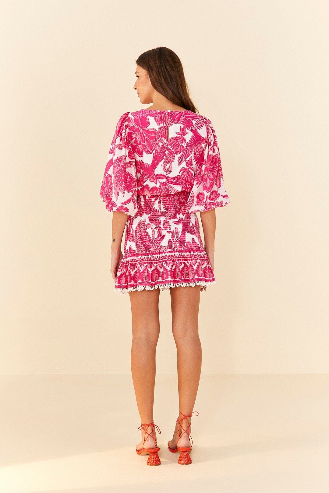 Pink Tropical Woodcut Mini Dress sold by FARM Rio product image thumbnail 3