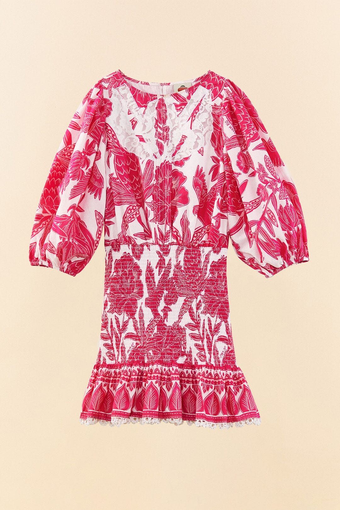 Pink Tropical Woodcut Mini Dress sold by FARM Rio product image thumbnail 6