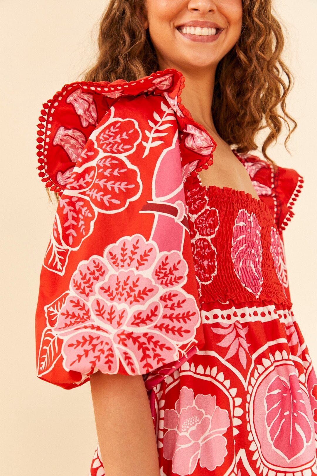 Red Summer Sunrise Organic Cotton Mini Dress sold by FARM Rio product image thumbnail 3