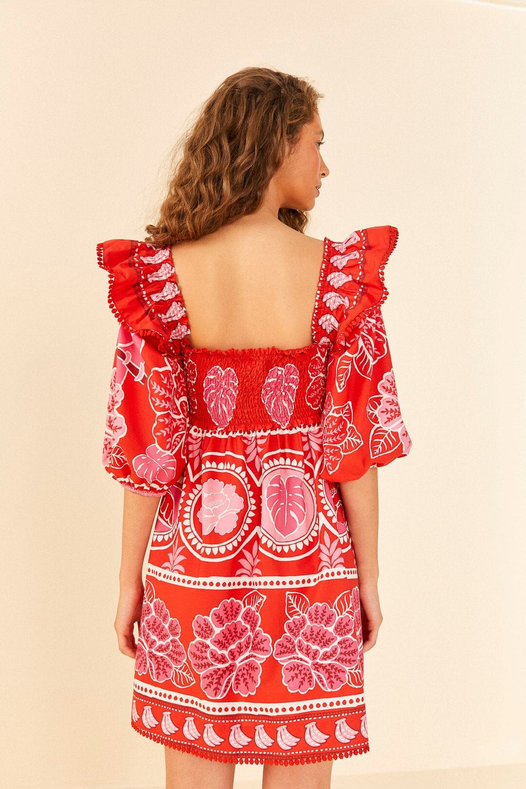Red Summer Sunrise Organic Cotton Mini Dress sold by FARM Rio product image thumbnail 4