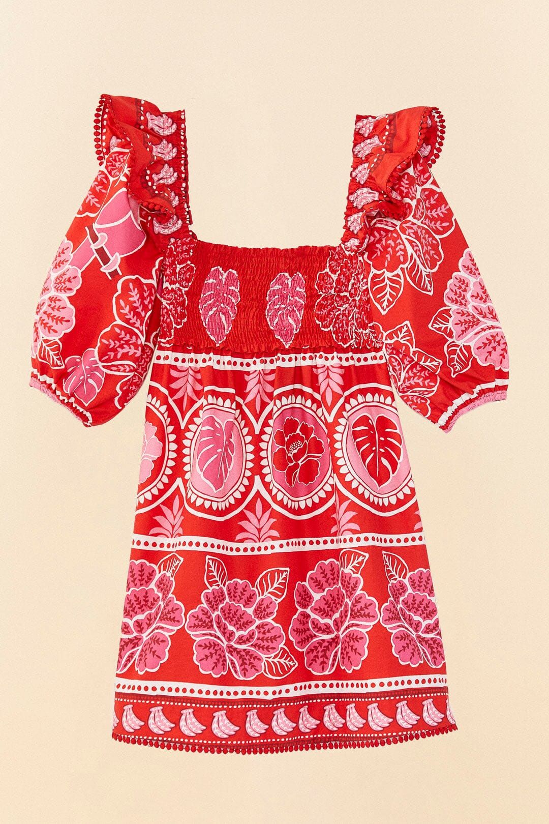 Red Summer Sunrise Organic Cotton Mini Dress sold by FARM Rio product image thumbnail 6