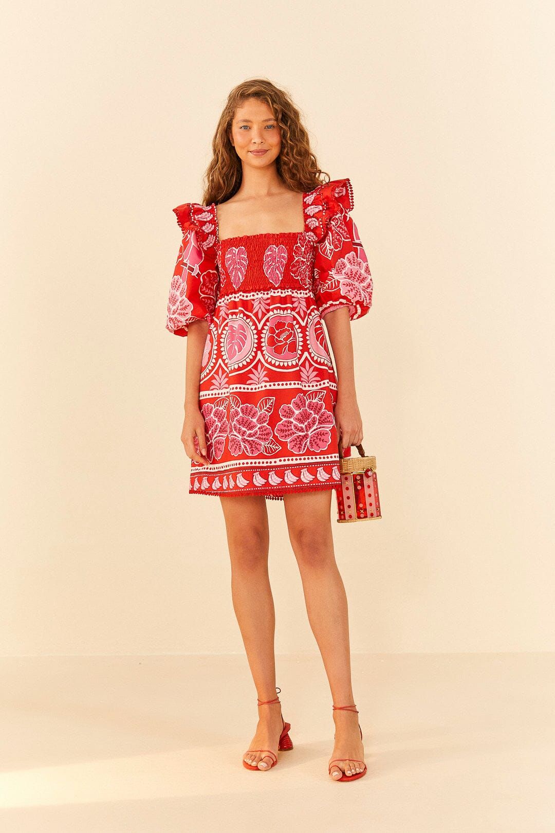 Red Summer Sunrise Organic Cotton Mini Dress sold by FARM Rio product image thumbnail 2