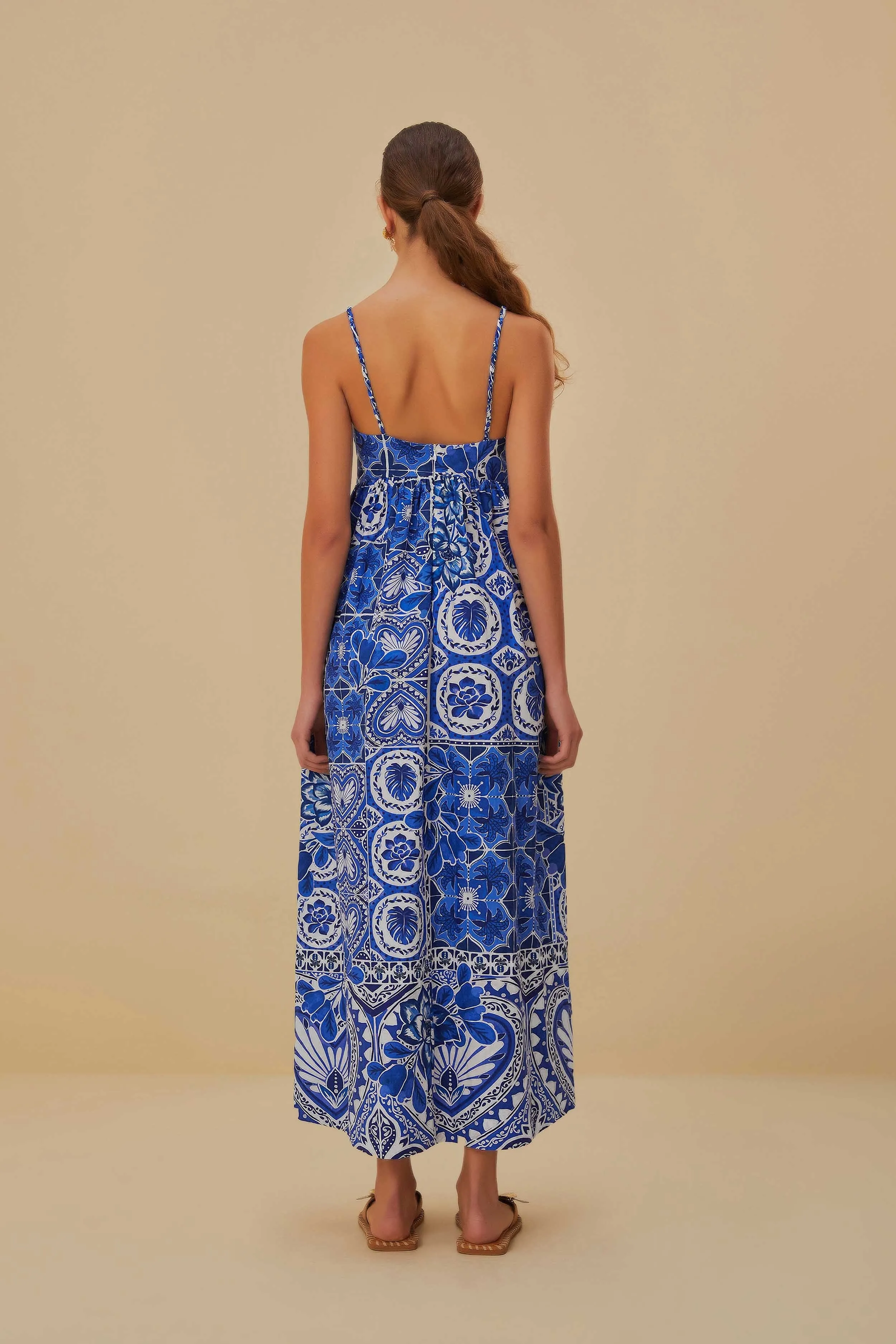 Blue Tile Dream Sleeveless Maxi Dress sold by FARM Rio product image thumbnail 4