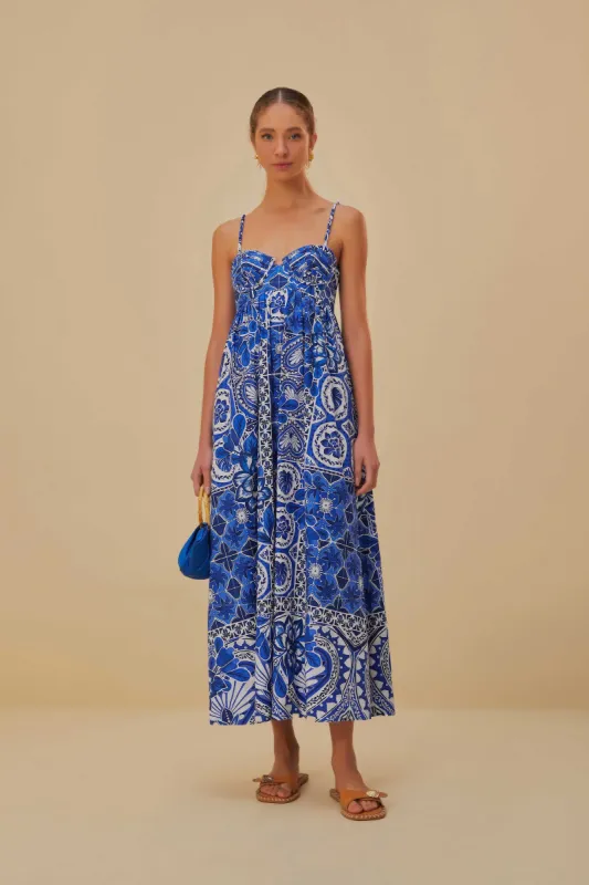 Blue Tile Dream Sleeveless Maxi Dress sold by FARM Rio