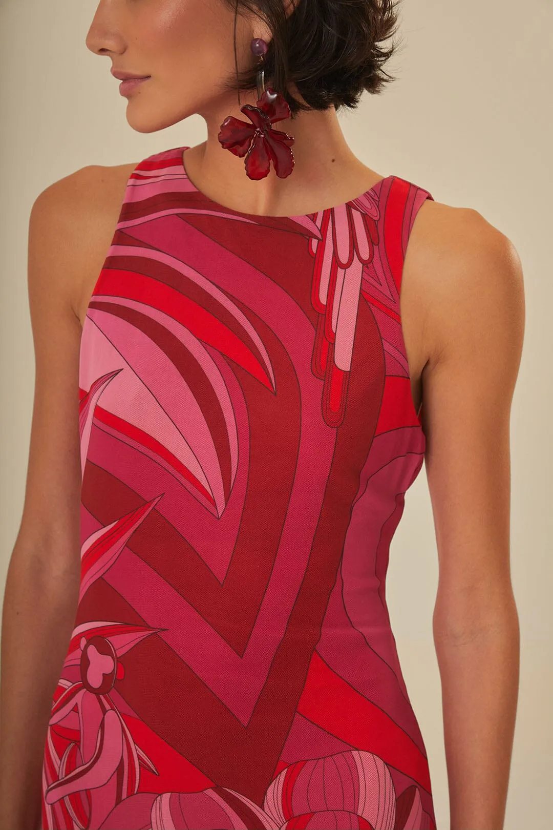 Red Endless Summer Tulle Midi Dress sold by FARM Rio product image thumbnail 3