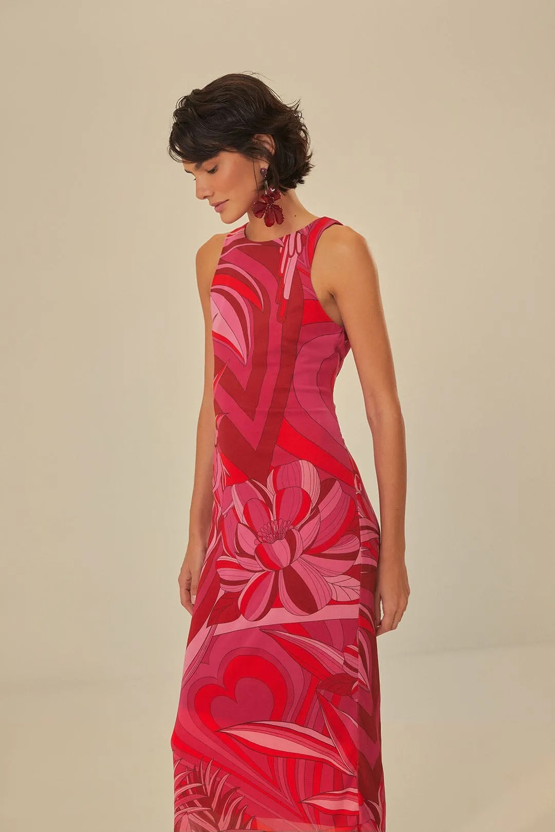 Red Endless Summer Tulle Midi Dress sold by FARM Rio product image thumbnail 2