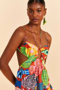 Red Striped Fishes Mini Dress sold by FARM Rio