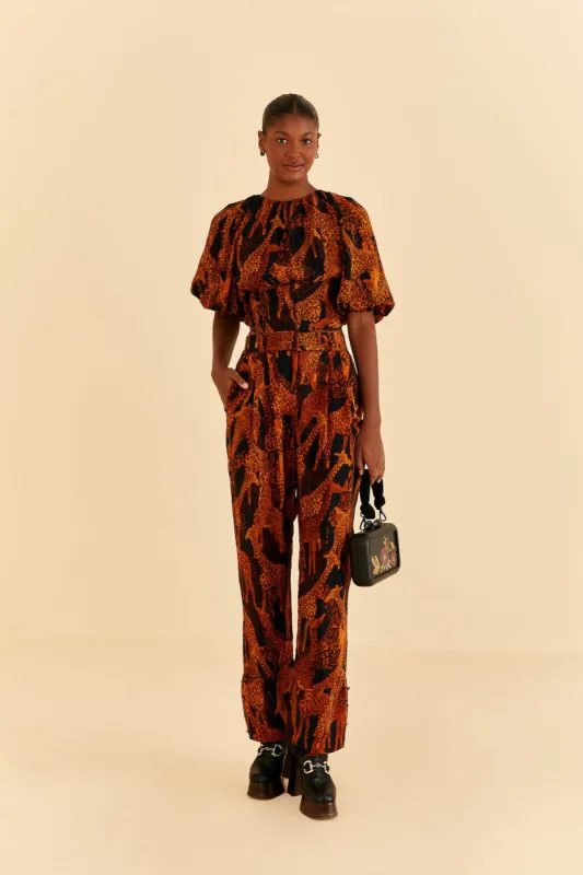 Black Giraffes Pants made by FARM Rio
