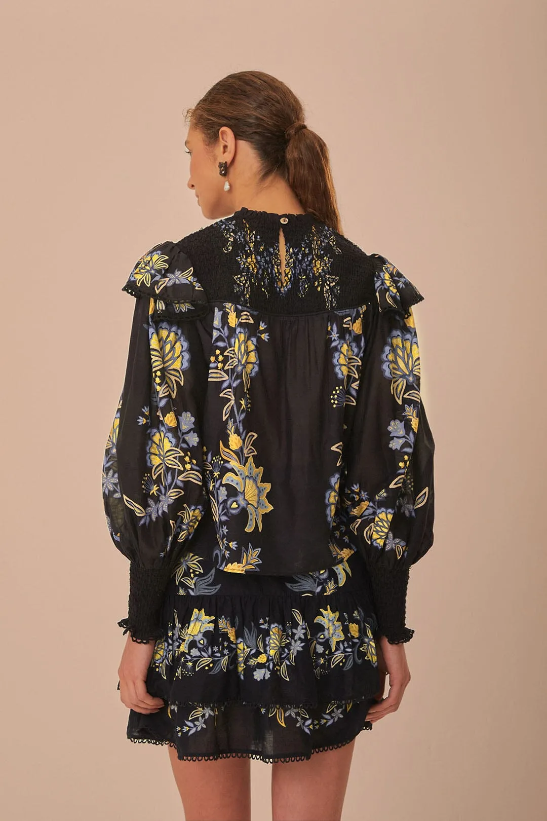 Black Stitched Garden Blouse sold by FARM Rio product image thumbnail 4