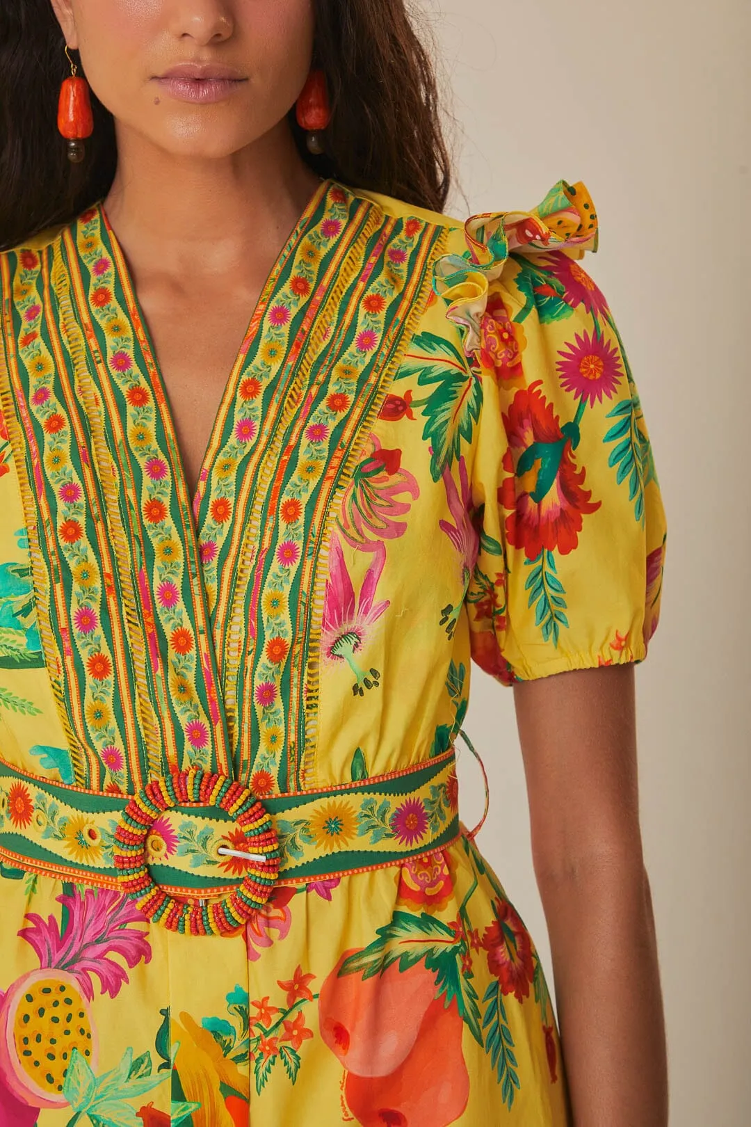 Yellow Delicate Fruit Garden Organic Cotton Mini Dress sold by FARM Rio product image thumbnail 5