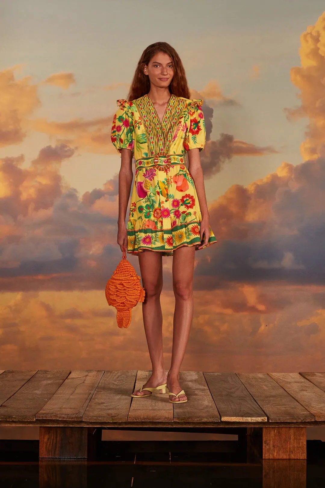 Yellow Delicate Fruit Garden Organic Cotton Mini Dress sold by FARM Rio product image thumbnail 2