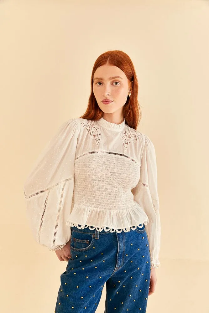 Off-White Smocked Blouse sold by FARM Rio