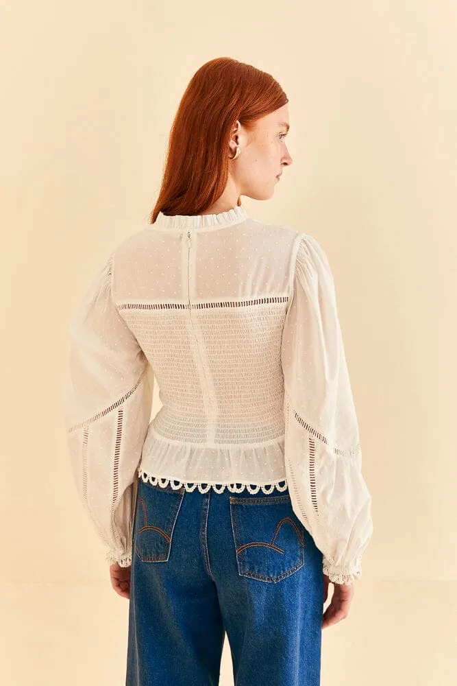Off-White Smocked Blouse sold by FARM Rio product image thumbnail 4