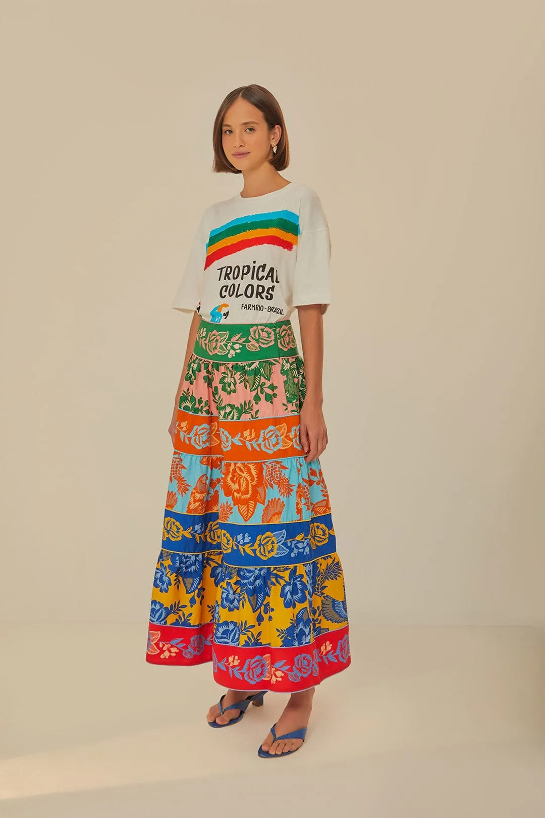 Lace Garden Tiered Maxi Skirt sold by FARM Rio