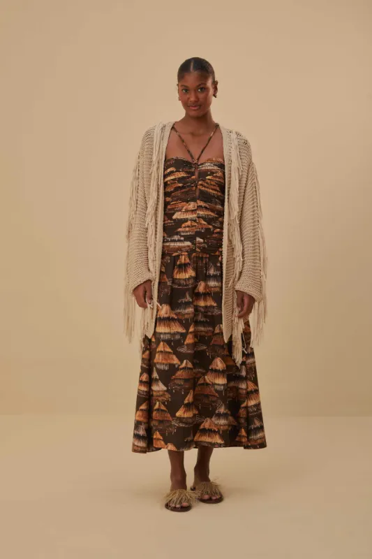 Sand Stripes Fringes Knit Cardigan sold by FARM Rio