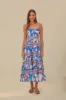 Off-White Blue Foliage Midi Dress sold by FARM Rio