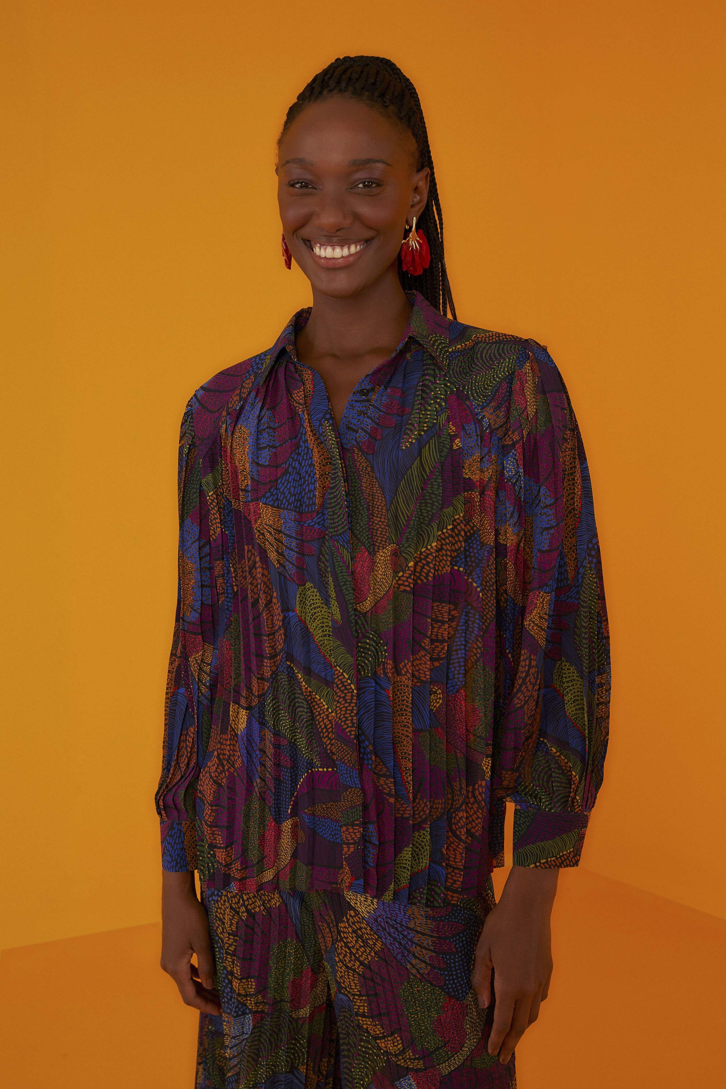 tropical garden puff sleeve blouse sold by FARM Rio