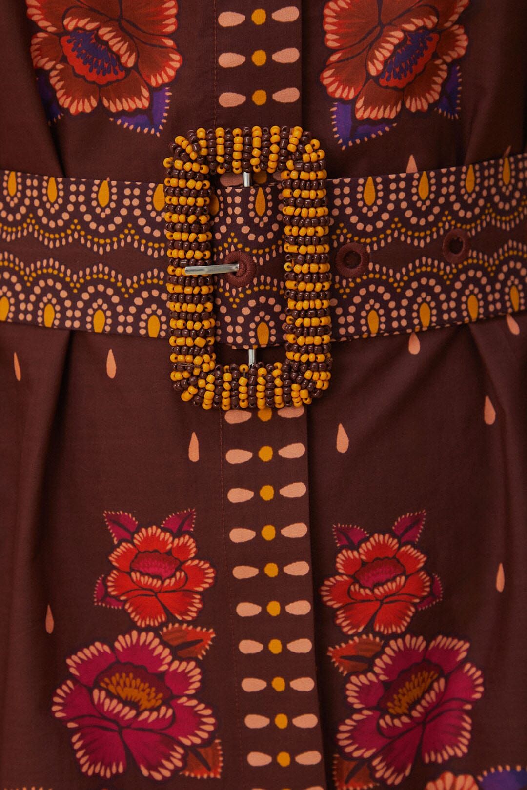 Brown Bright Flora Short Sleeve Mini Dress sold by FARM Rio product image thumbnail 5